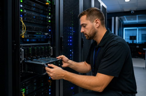 NorDutch technician configuring backup and disaster recovery solutions in Albany NY server room